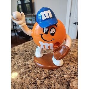 Limited Edition Vintage M&M Dispenser Sport Baseball Player Orange Candy M&Ms